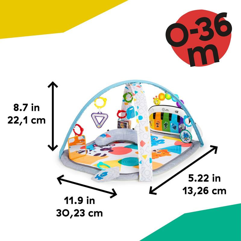 Baby Einstein 4-In-1 Kickin’ Tunes Music & Language Discovery Gym and Piano Tummy Time Activity Mat