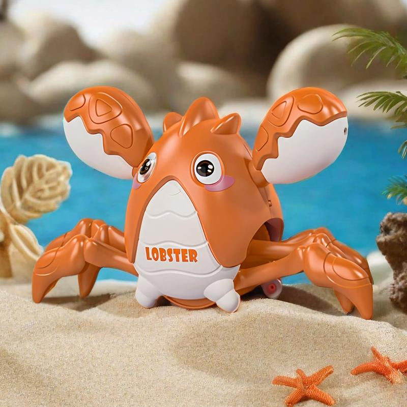 Crawling Lobster Tummy Time Toy , Walking Lobster Toys, Interactive Big Lobster Toy with Music and Lights, Dancing Lobster Auto-Avoiding Obstacles, Ideal Boxes for Boys&Girls during Halloween, Christmas, and Thanksgiving