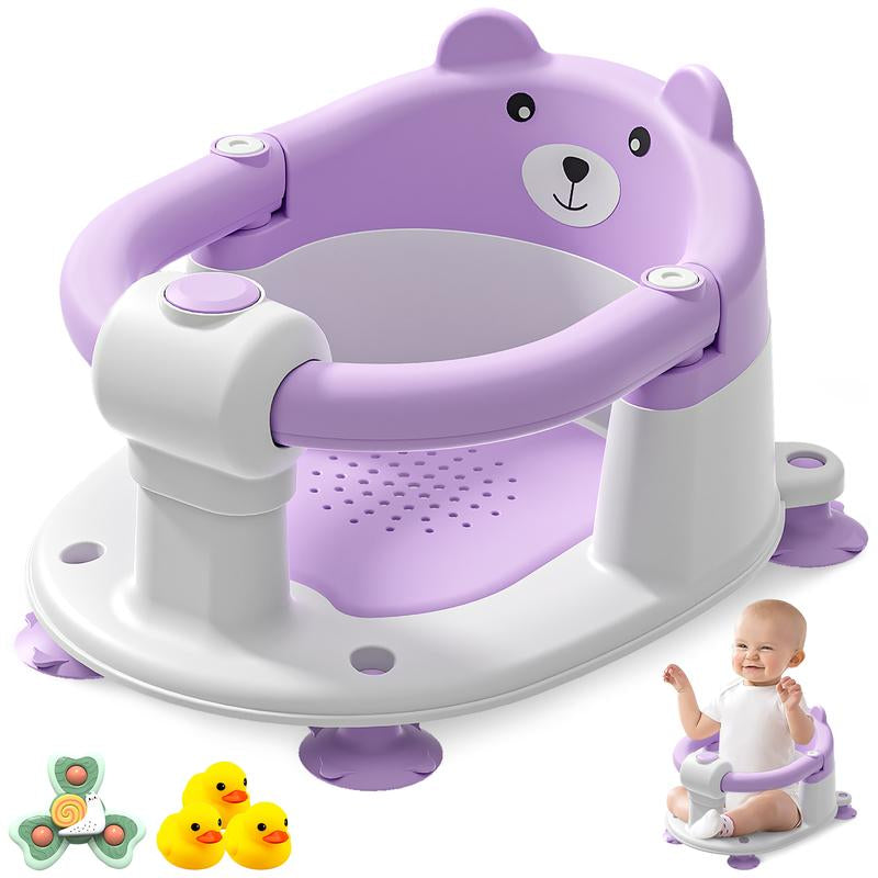 MOREFEEL Frog Design Baby Bath Seat for Babies 6 Months - 36 Months Toddler Bath Seats for Babies Sitting up Non-Slip Infant Bath Tub Chair with 4 Suction Cups & Soft Cushion for Shower Compact Toddler Bathtub Seat Pink Gift Newborn