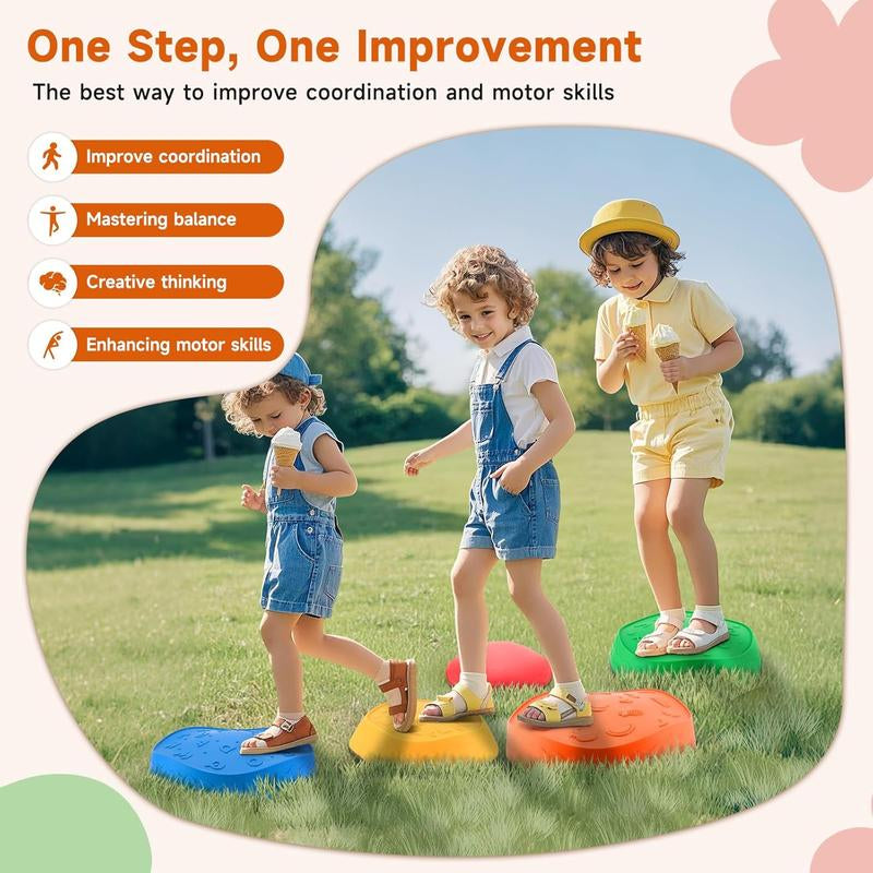 Stepping Stones for Kids - 5Pcs Durable Non-Slip Toddler Stepping Stones for Promoting Toddler'S Motor Balance Skills, Indoor & Outdoor Obstacle Course Game Toys for Toddler Kids Children Age 3+