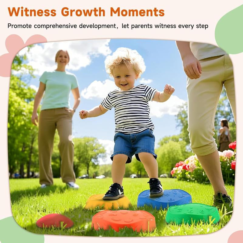 Stepping Stones for Kids - 5Pcs Durable Non-Slip Toddler Stepping Stones for Promoting Toddler'S Motor Balance Skills, Indoor & Outdoor Obstacle Course Game Toys for Toddler Kids Children Age 3+