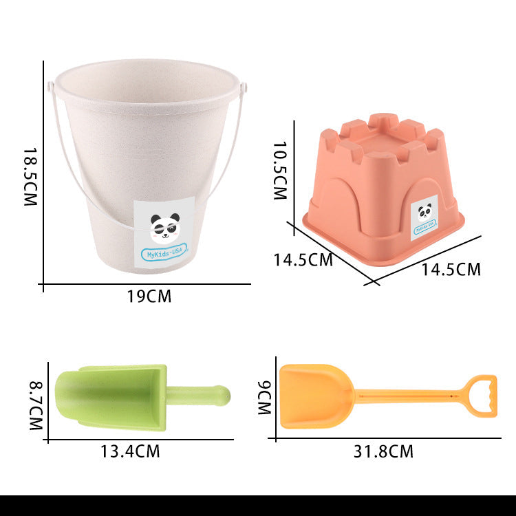 Children Wheat Straw Medium Beach Bucket Dinosaur Model Toy