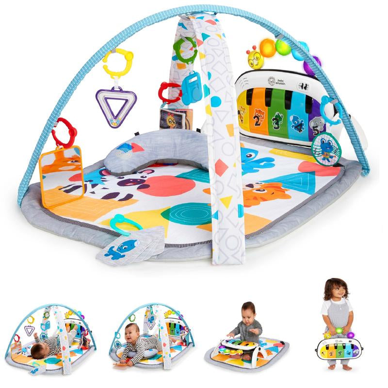 Baby Einstein 4-In-1 Kickin’ Tunes Music & Language Discovery Gym and Piano Tummy Time Activity Mat