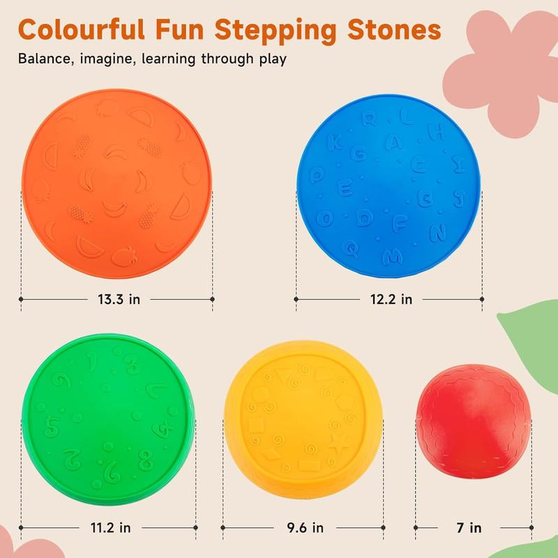 Stepping Stones for Kids - 5Pcs Durable Non-Slip Toddler Stepping Stones for Promoting Toddler'S Motor Balance Skills, Indoor & Outdoor Obstacle Course Game Toys for Toddler Kids Children Age 3+