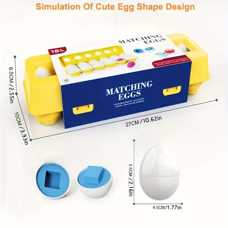 Random Color Egg Shaped Puzzle Toy, 12Pcs/Set Colorful Egg Matching Set, Early Learning & Fine Motor Skills Puzzle for Youngsters