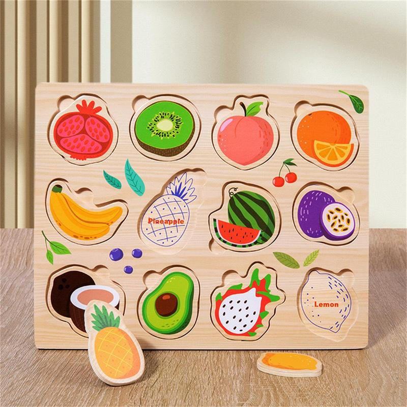 Wooden Jigsaw Puzzle Toy, 1 Count Multiple Theme Wooden Matching Puzzle, Logical Thinking Wooden Matching Puzzle, Creative Toy for Kids