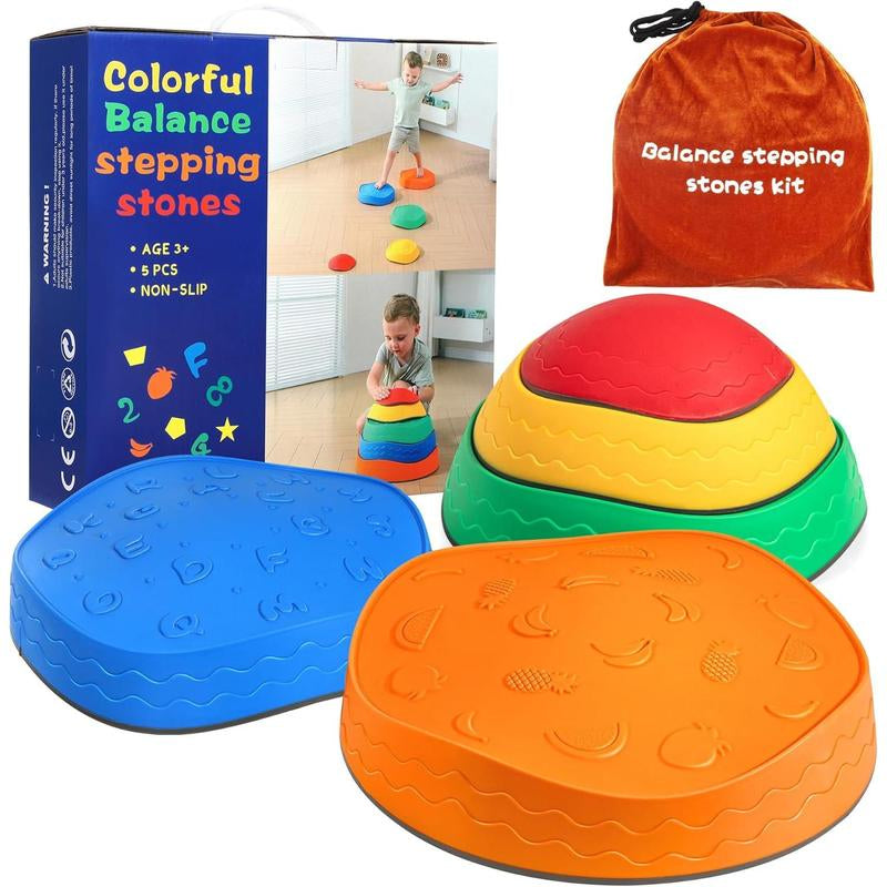 Stepping Stones for Kids - 5Pcs Durable Non-Slip Toddler Stepping Stones for Promoting Toddler'S Motor Balance Skills, Indoor & Outdoor Obstacle Course Game Toys for Toddler Kids Children Age 3+