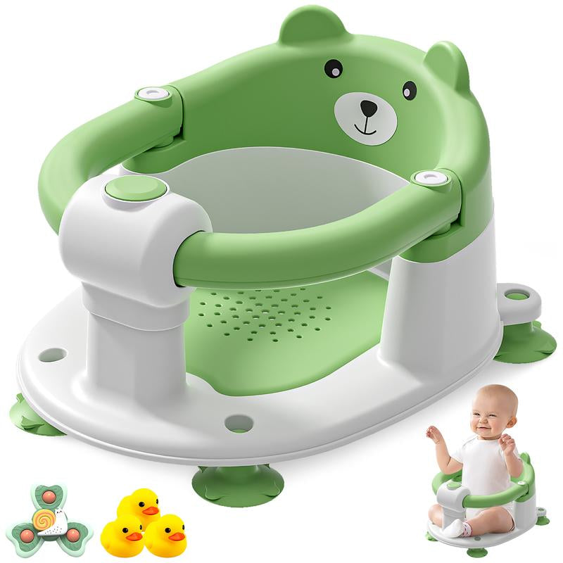 MOREFEEL Frog Design Baby Bath Seat for Babies 6 Months - 36 Months Toddler Bath Seats for Babies Sitting up Non-Slip Infant Bath Tub Chair with 4 Suction Cups & Soft Cushion for Shower Compact Toddler Bathtub Seat Pink Gift Newborn