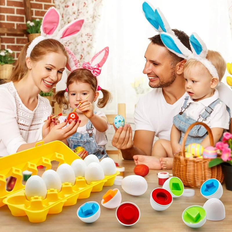 Random Color Egg Shaped Puzzle Toy, 12Pcs/Set Colorful Egg Matching Set, Early Learning & Fine Motor Skills Puzzle for Youngsters