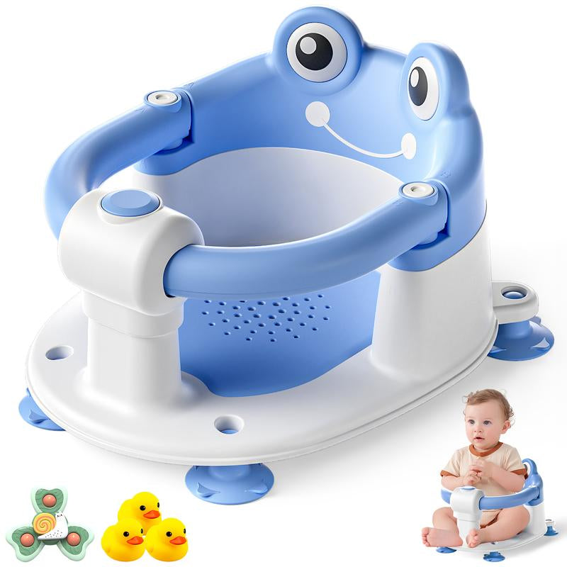 MOREFEEL Frog Design Baby Bath Seat for Babies 6 Months - 36 Months Toddler Bath Seats for Babies Sitting up Non-Slip Infant Bath Tub Chair with 4 Suction Cups & Soft Cushion for Shower Compact Toddler Bathtub Seat Pink Gift Newborn