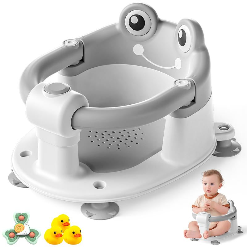 MOREFEEL Frog Design Baby Bath Seat for Babies 6 Months - 36 Months Toddler Bath Seats for Babies Sitting up Non-Slip Infant Bath Tub Chair with 4 Suction Cups & Soft Cushion for Shower Compact Toddler Bathtub Seat Pink Gift Newborn