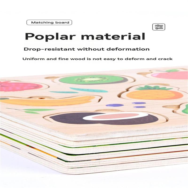 Wooden Jigsaw Puzzle Toy, 1 Count Multiple Theme Wooden Matching Puzzle, Logical Thinking Wooden Matching Puzzle, Creative Toy for Kids