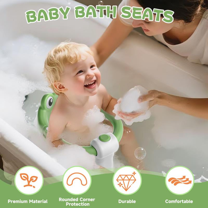 MOREFEEL Frog Design Baby Bath Seat for Babies 6 Months - 36 Months Toddler Bath Seats for Babies Sitting up Non-Slip Infant Bath Tub Chair with 4 Suction Cups & Soft Cushion for Shower Compact Toddler Bathtub Seat Pink Gift Newborn