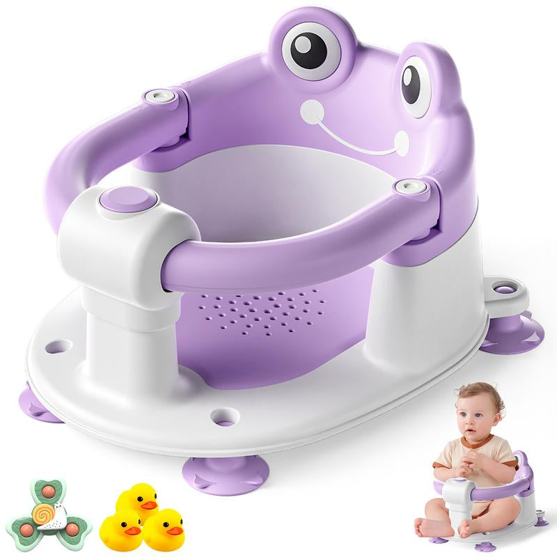 MOREFEEL Frog Design Baby Bath Seat for Babies 6 Months - 36 Months Toddler Bath Seats for Babies Sitting up Non-Slip Infant Bath Tub Chair with 4 Suction Cups & Soft Cushion for Shower Compact Toddler Bathtub Seat Pink Gift Newborn
