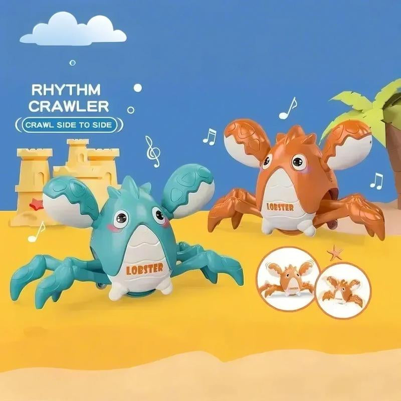 Crawling Lobster Tummy Time Toy , Walking Lobster Toys, Interactive Big Lobster Toy with Music and Lights, Dancing Lobster Auto-Avoiding Obstacles, Ideal Boxes for Boys&Girls during Halloween, Christmas, and Thanksgiving