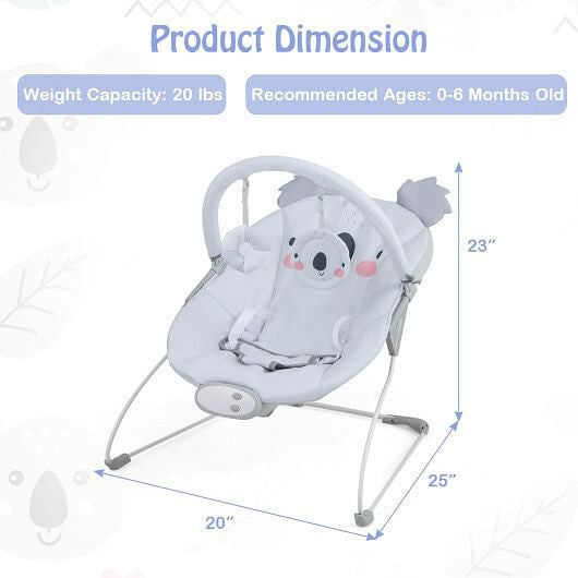 Portable Baby Bouncer Infant Rocker Seat with Detachable Toy Bar-Gray-3