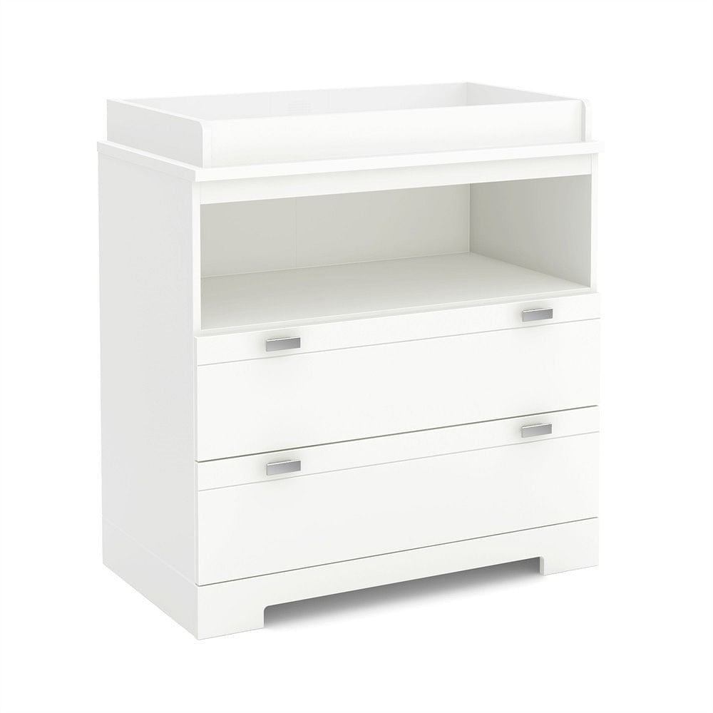 Modern Nursery 2 Drawer Storage Baby Changing Table in White-2