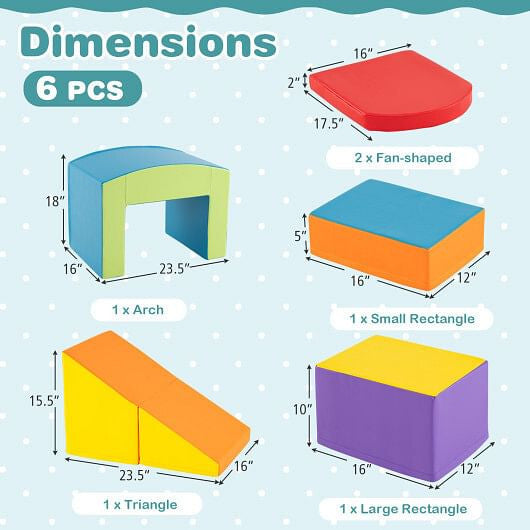 6 Pieces Foam Climbing Blocks Soft Play Climbing for Toddlers with Tunnel-Multicolor