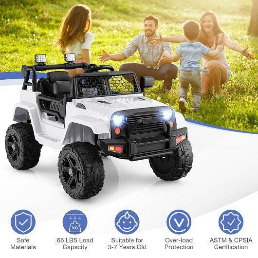 12V Kids Ride On Truck with Remote Control and Headlights-Black-13