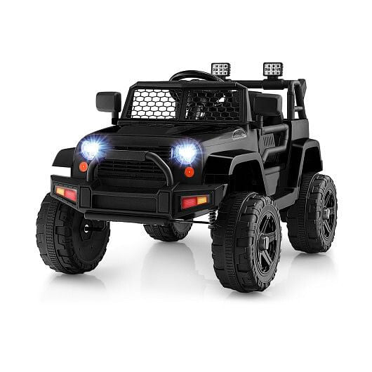 12V Kids Ride On Truck with Remote Control and Headlights-Black-24