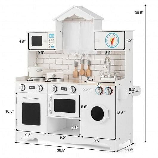 Wooden Kids Kitchen with Washing Machine