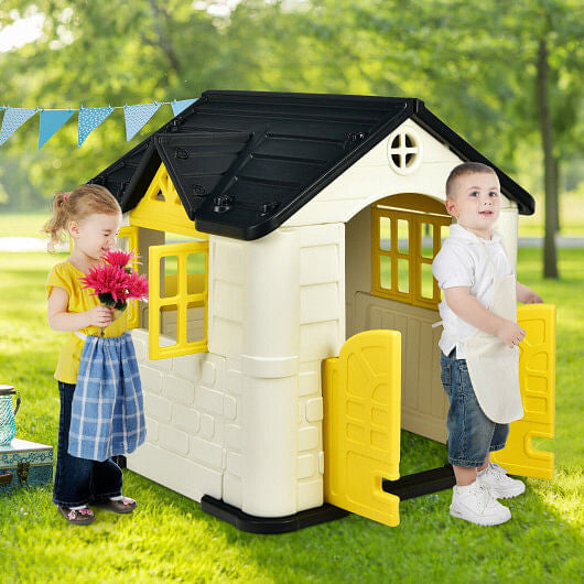 Kid's Playhouse Pretend Toy House For Boys and Girls 7 Pieces Toy Set-Pink-10