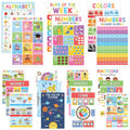 18 Laminated Educational Posters | Learning Charts for Preschool, Toddlers, Kindergarten & Homeschool | Interactive Classroom Decor, Back to School