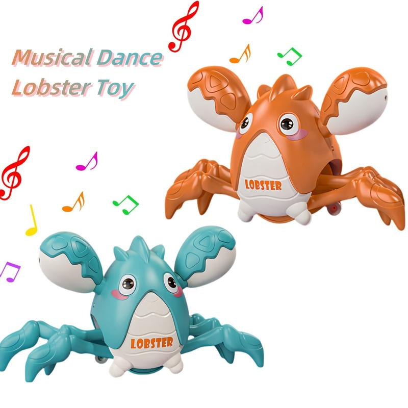 Crawling Lobster Tummy Time Toy , Walking Lobster Toys, Interactive Big Lobster Toy with Music and Lights, Dancing Lobster Auto-Avoiding Obstacles, Ideal Boxes for Boys&Girls during Halloween, Christmas, and Thanksgiving