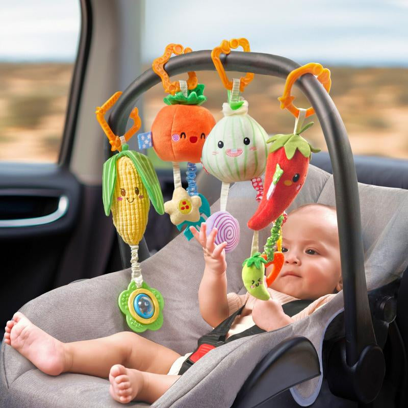TUMAMA KIDS Car Seat Stroller Hanging Toy Plush Vegetable Rattles for Babies - Sensory Play Toys with Crinkle Sounds Cute Crib Mobile for 0+ Months