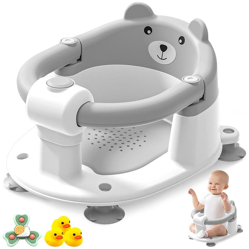 MOREFEEL Frog Design Baby Bath Seat for Babies 6 Months - 36 Months Toddler Bath Seats for Babies Sitting up Non-Slip Infant Bath Tub Chair with 4 Suction Cups & Soft Cushion for Shower Compact Toddler Bathtub Seat Pink Gift Newborn