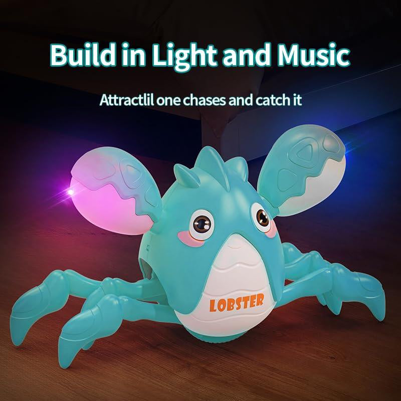 Crawling Lobster Tummy Time Toy , Walking Lobster Toys, Interactive Big Lobster Toy with Music and Lights, Dancing Lobster Auto-Avoiding Obstacles, Ideal Boxes for Boys&Girls during Halloween, Christmas, and Thanksgiving