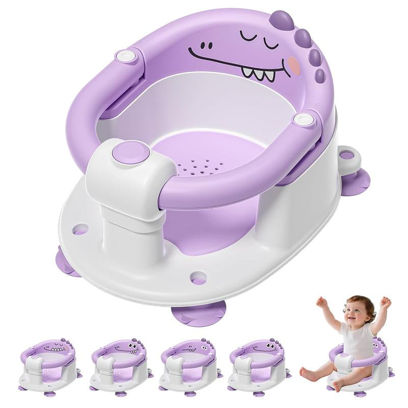 MOREFEEL Frog Design Baby Bath Seat for Babies 6 Months - 36 Months Toddler Bath Seats for Babies Sitting up Non-Slip Infant Bath Tub Chair with 4 Suction Cups & Soft Cushion for Shower Compact Toddler Bathtub Seat Pink Gift Newborn