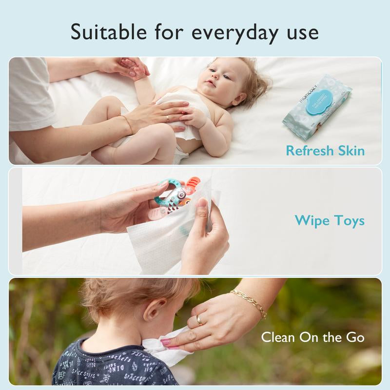 Baby Wipes, Momcozy Wipes - Oversized, Cleansing and Moisturizing Children'S Wipes, Baby Products, Products for Girls and Boys, Unscented Baby Wipes, Portable Maternal and Child Gifts, Safe Baby Wipes