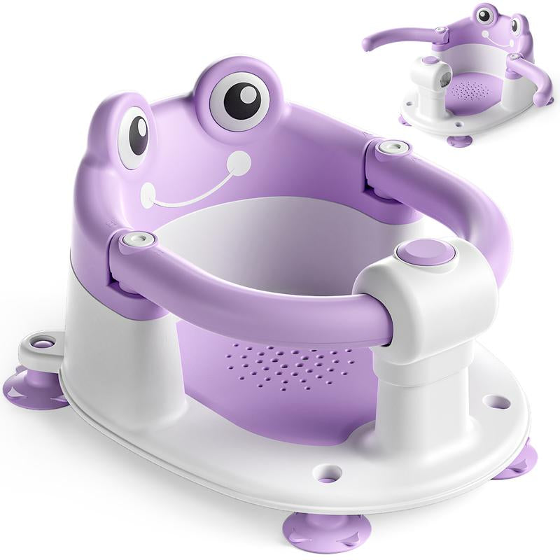 MOREFEEL Frog Design Baby Bath Seat for Babies 6 Months - 36 Months Toddler Bath Seats for Babies Sitting up Non-Slip Infant Bath Tub Chair with 4 Suction Cups & Soft Cushion for Shower Compact Toddler Bathtub Seat Pink Gift Newborn