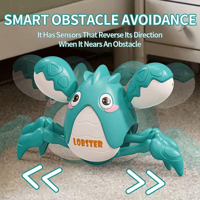 Crawling Lobster Tummy Time Toy , Walking Lobster Toys, Interactive Big Lobster Toy with Music and Lights, Dancing Lobster Auto-Avoiding Obstacles, Ideal Boxes for Boys&Girls during Halloween, Christmas, and Thanksgiving