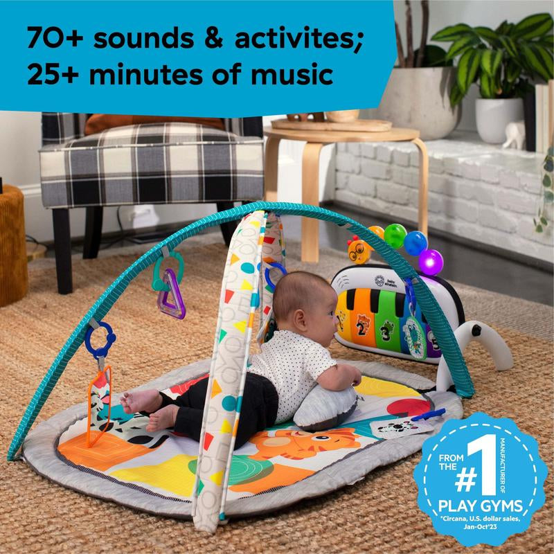 Baby Einstein 4-In-1 Kickin’ Tunes Music & Language Discovery Gym and Piano Tummy Time Activity Mat