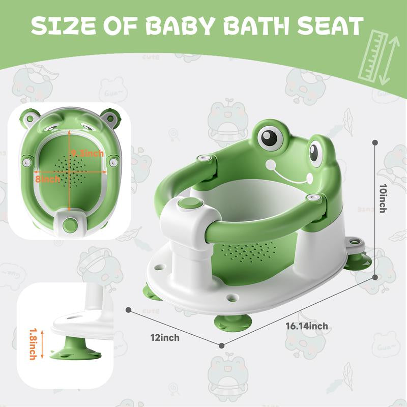 MOREFEEL Frog Design Baby Bath Seat for Babies 6 Months - 36 Months Toddler Bath Seats for Babies Sitting up Non-Slip Infant Bath Tub Chair with 4 Suction Cups & Soft Cushion for Shower Compact Toddler Bathtub Seat Pink Gift Newborn