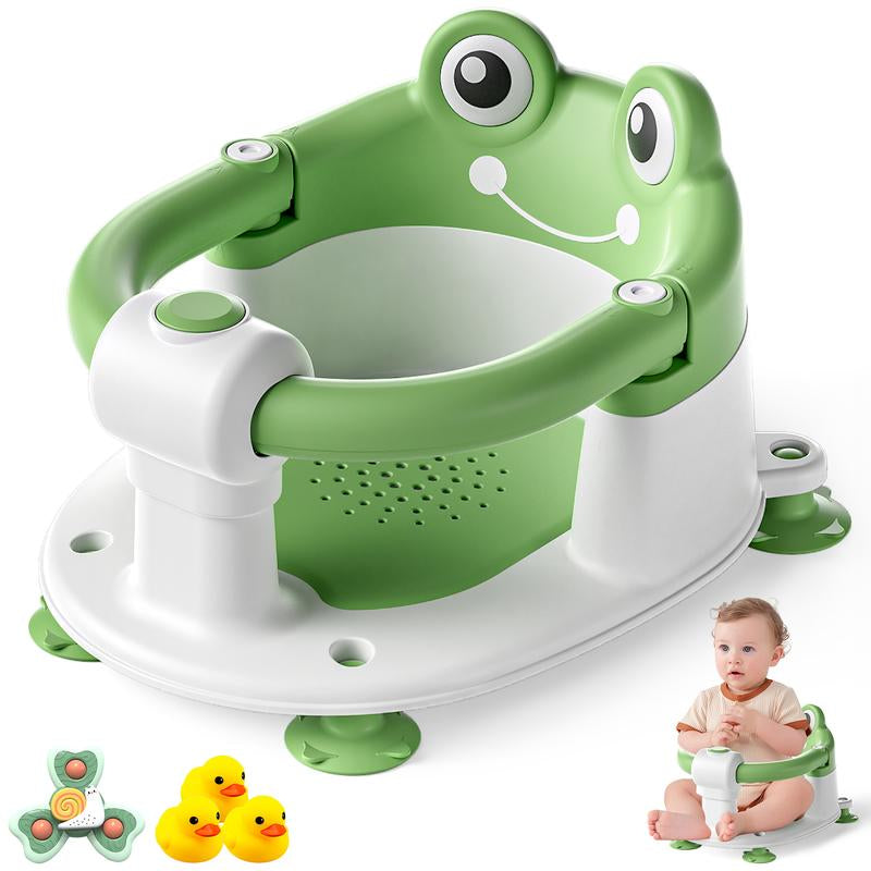 MOREFEEL Frog Design Baby Bath Seat for Babies 6 Months - 36 Months Toddler Bath Seats for Babies Sitting up Non-Slip Infant Bath Tub Chair with 4 Suction Cups & Soft Cushion for Shower Compact Toddler Bathtub Seat Pink Gift Newborn