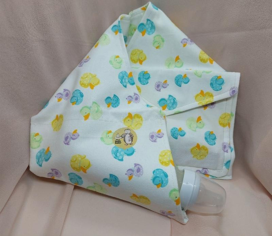 Bottle Butler, Burp Cloth Bottle Holder, Baby Shower Gift, Hands Free Bottle Feeding for New Moms and Grandparents, Handmade Shower Gift.