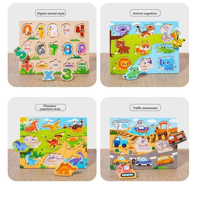 Wooden Jigsaw Puzzle Toy, 1 Count Multiple Theme Wooden Matching Puzzle, Logical Thinking Wooden Matching Puzzle, Creative Toy for Kids
