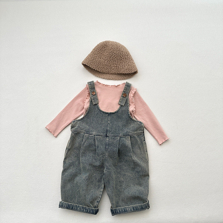 Girls Tops Spring And Autumn Style Children’s Solid Color Long-Sleeved T-Shirts For Girls With Ear-Shaped Inner Bottoming Shirts-9