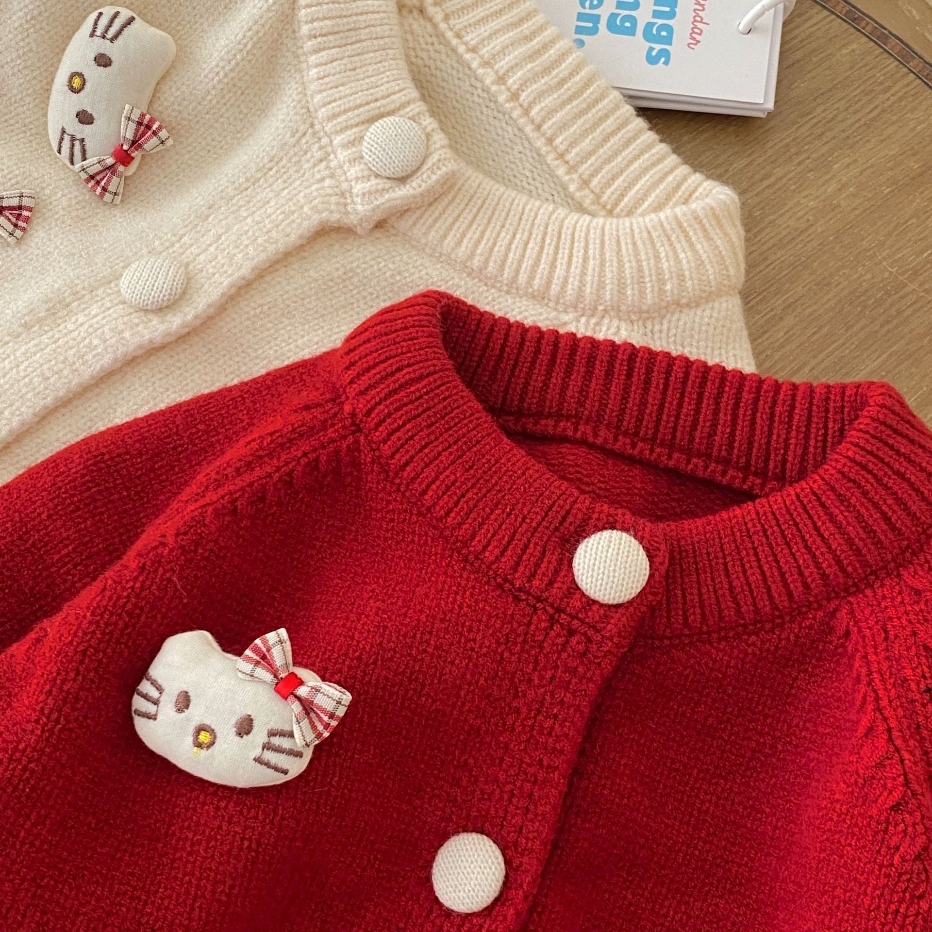 Autumn and Winter Arrival Baby Kids Girls Cartoon and Geometric Pattern Long Sleeves Casual Cardigan-4