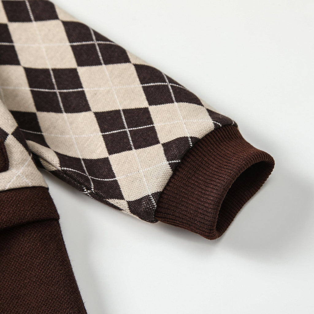 Autumn Hot Selling Baby Boys Color Patchwork Plaid Rompers Bodysuits with Collar