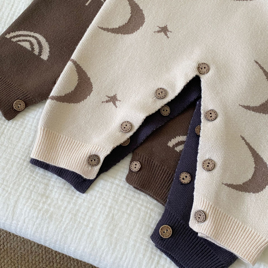 Autumn and Winter Arrival Baby Unisex Long Sleeves Geometric Pattern Knitted Rompers-4