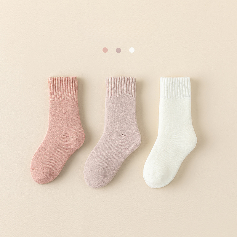 Winter/Autumn Candy-Colored Mid-Calf Socks in Combed Cotton for Warmth and Comfort-2