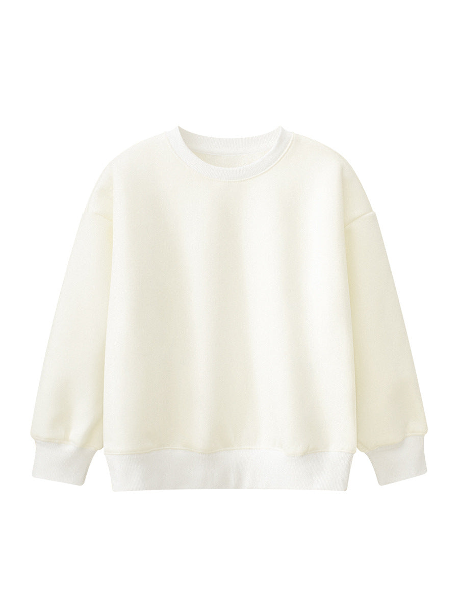 Arrival Baby Kids Plain Solid Color Crew Neck Long Sleeves Warm Cozy Pullover-3
