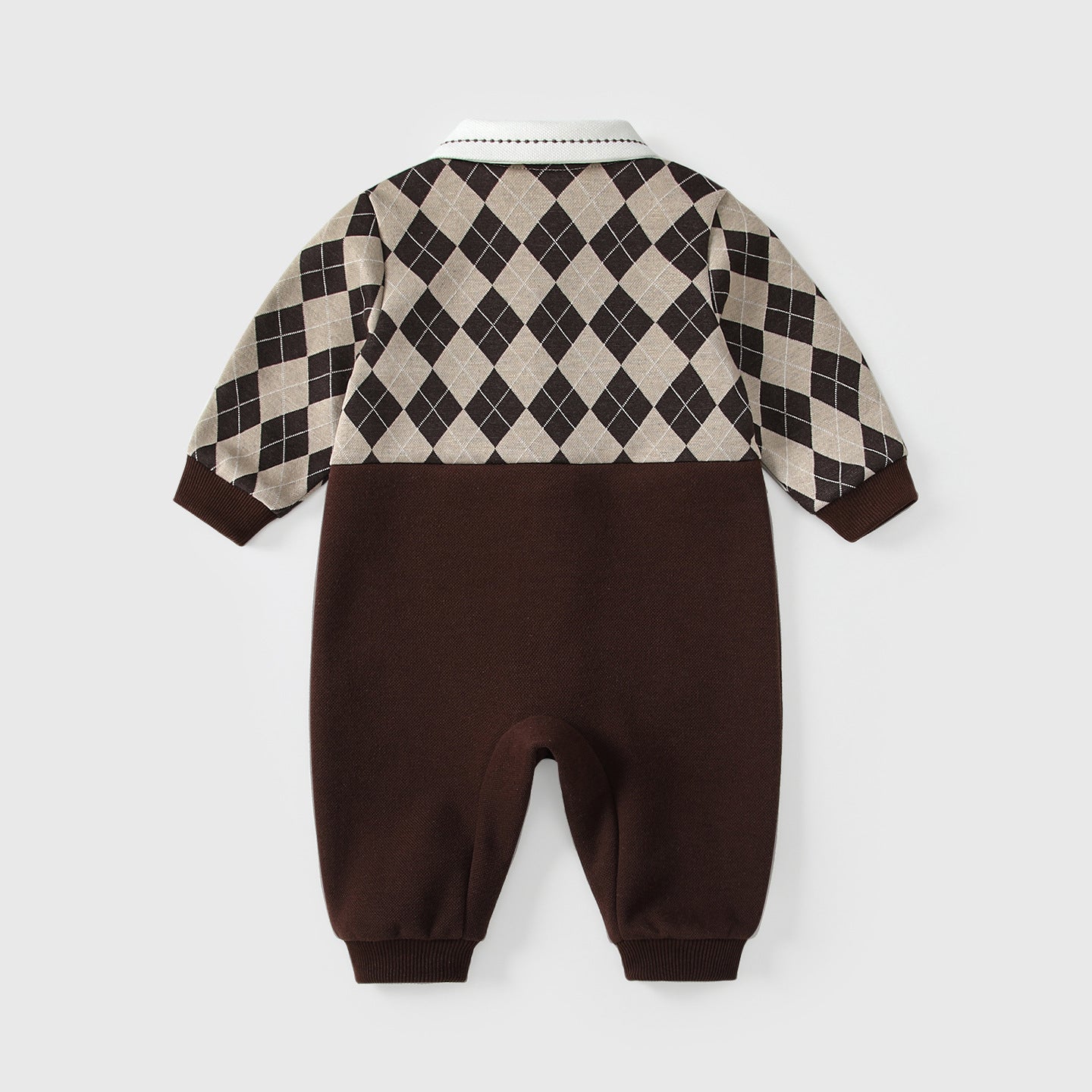 Autumn Hot Selling Baby Boys Color Patchwork Plaid Rompers Bodysuits with Collar