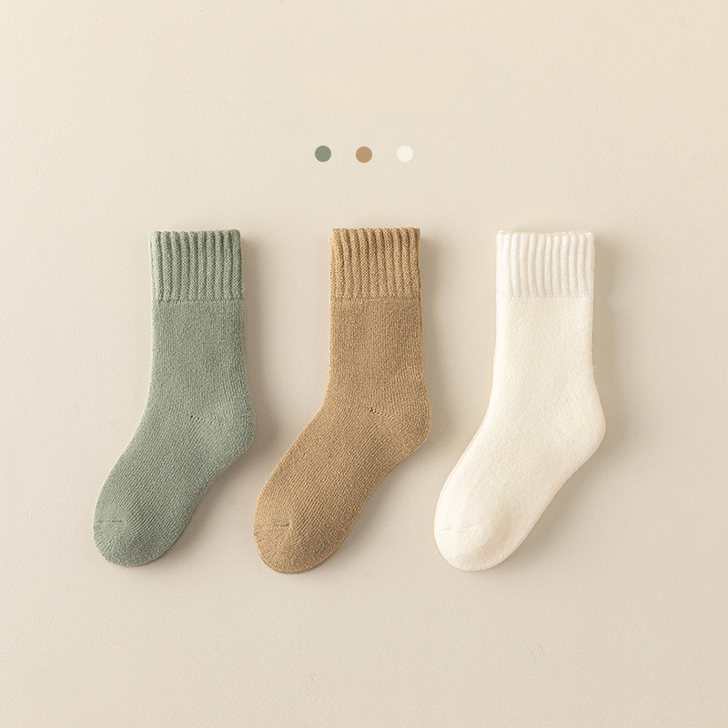 Winter/Autumn Candy-Colored Mid-Calf Socks in Combed Cotton for Warmth and Comfort-4