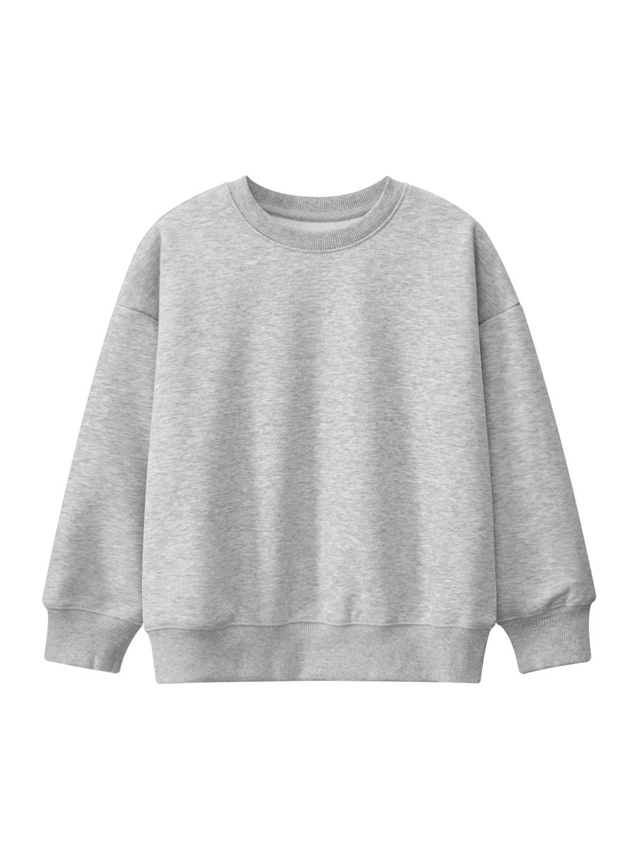 Arrival Baby Kids Plain Solid Color Crew Neck Long Sleeves Warm Cozy Pullover-7