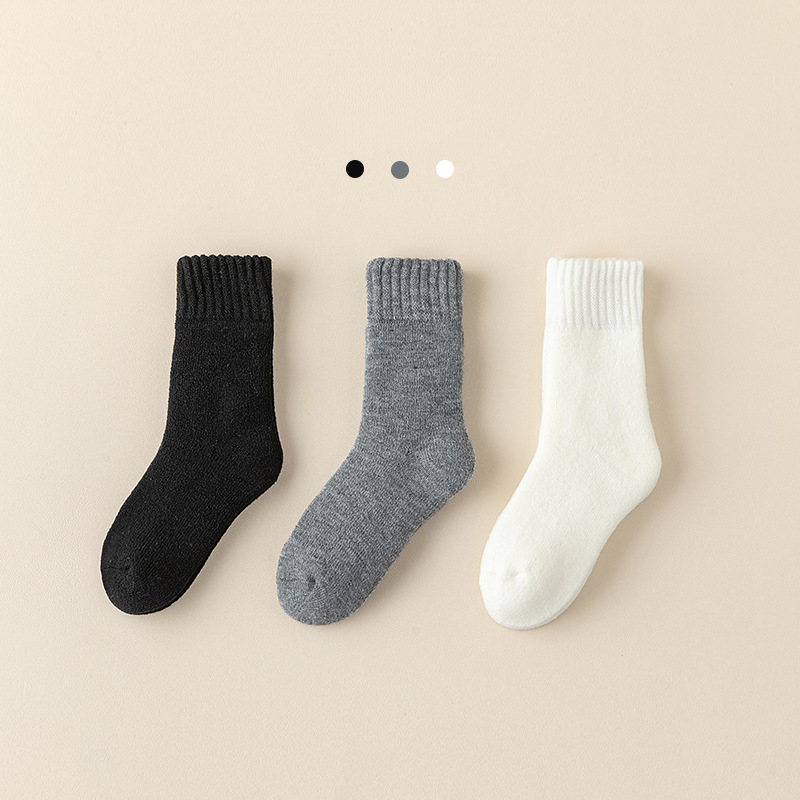 Winter/Autumn Candy-Colored Mid-Calf Socks in Combed Cotton for Warmth and Comfort-5